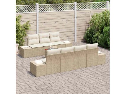vidaXL Sada zahradních pohovek 8 pcs Béžová a krémová polyratan