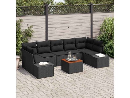 vidaXL Sada zahradních pohovek 8 pcs Černá