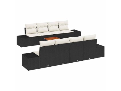 vidaXL Sada zahradních pohovek 7 pcs Černá a bílá
