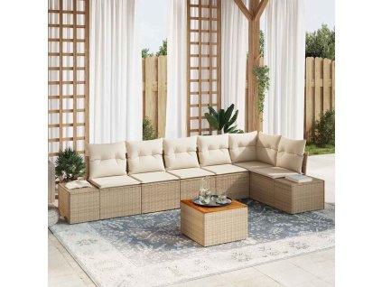 vidaXL Sada zahradních pohovek 7 pcs Béžová a krémová polyratan