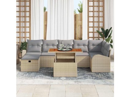 vidaXL Sada zahradních pohovek s polštářem 8 pcs Béžová polyratan