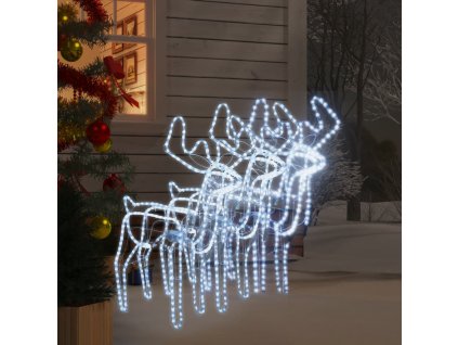 vidaXL Vánoční sobi pohyblivé hlavy 3 ks studené bílé LED 76x42x87 cm