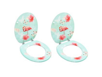 vidaXL WC sedátka s víky 2 ks MDF motiv plameňáka