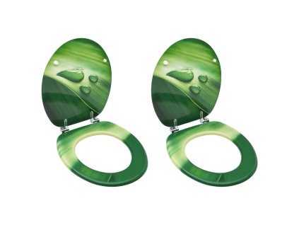 vidaXL WC sedátka s víky 2 ks MDF motiv zelené vodní kapky