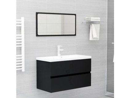 vidaXL Koupelnová sestava černá kompozitní dřevo