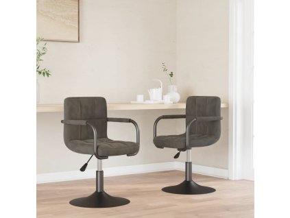 vidaXL Otočné jídelní židle 2 ks tmavě šedé samet