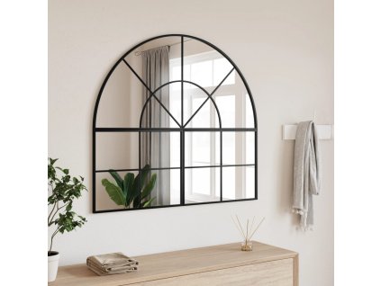 vidaXL Nástěnné zrcadlo černé 100 x 90 cm oblouk železo