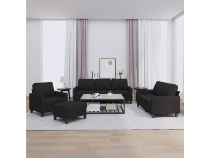 vidaXL 4dílná sedací souprava s poduškami černá textil