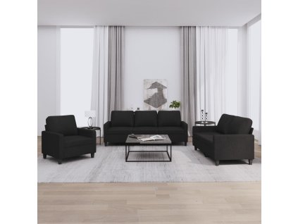 vidaXL 3dílná sedací souprava s poduškami černá textil