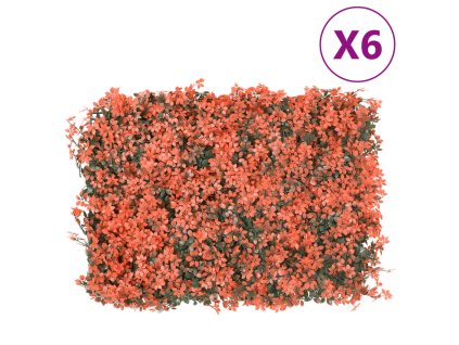 vidaXL Umělý plot s javorovými listy 6 ks světle červený 40 x 60 cm