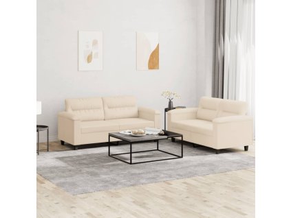 vidaXL 2dílná sedací souprava s poduškami béžová tkanina z mikrovlákna