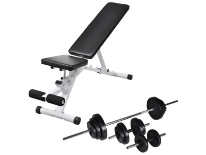 vidaXL Posilovací lavice se sadou činek barbell a dumbbell 30,5 kg