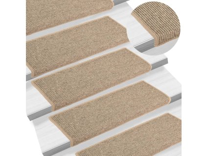 vidaXL Schodové rohože 15 ks 65 x 21 x 4 cm tmavě béžové s obdélníkovým okrajem