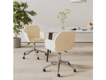 vidaXL Otočné jídelní židle 2 ks krémové textil