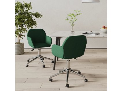 vidaXL Otočné jídelní židle 2 ks tmavě zelené textil