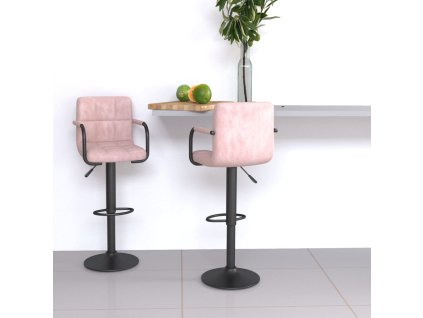 vidaXL Barové židle 2 ks růžové samet