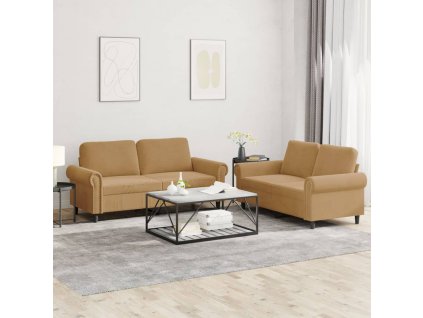 vidaXL 2dílná sedací souprava s poduškami hnědá samet