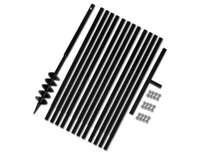 Zemní vrták s rukojetí 100 mm, s nástavci 13 m, ocel