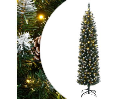 vidaXL Umělý úzký vánoční stromek s 300 LED 180 cm