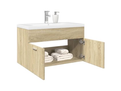 vidaXL Koupelnová skříňka se zápustným umyvadlem dub sonoma