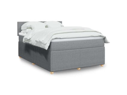 vidaXL Box spring postel s matrací světle šedá 140 x 190 cm textil