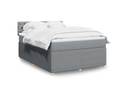 vidaXL Box spring postel s matrací světle šedá 140 x 190 cm textil