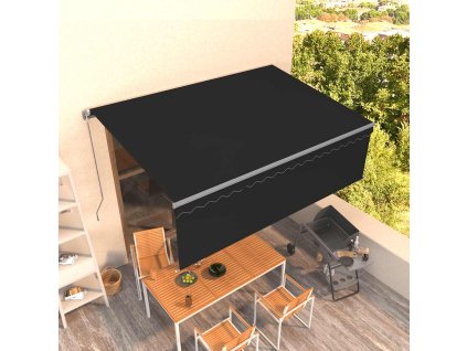 vidaXL Ručně zatahovací markýza s roletou 4,5 x 3 m antracitová