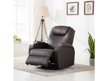 vidaXL Houpací masážní křeslo hnědé umělá kůže