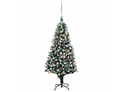 vidaXL Umělý vánoční stromek LED osvětlení sada koulí a šišky 150 cm
