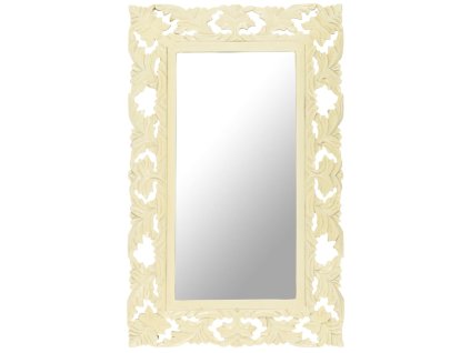 vidaXL Ručně vyřezávané zrcadlo bílé 80 x 50 cm masivní mangovník