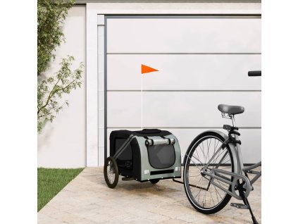 vidaXL Vozík za kolo pro psa černý a šedý oxfordská tkanina a železo