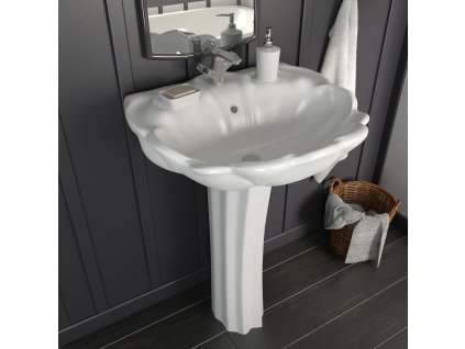 vidaXL Volně stojící umyvadlo podstavec keramické bílé 580x510x200 mm
