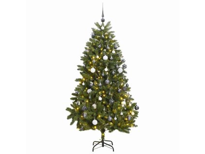 vidaXL Umělý sklápěcí vánoční stromek s 300 LED a koulemi 300 cm