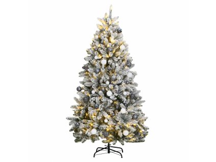 vidaXL Umělý sklápěcí vánoční stromek s 300 LED a koulemi 240 cm