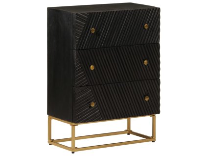 vidaXL Komoda se zásuvkami černá 55x30x76cm masivní mangovník a železo