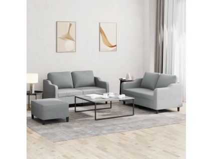 vidaXL 3dílná sedací souprava s poduškami světle šedá textil