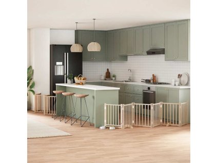 vidaXL Zábrana pro psy s dvířky skládací 12 panelů 600 cm topol