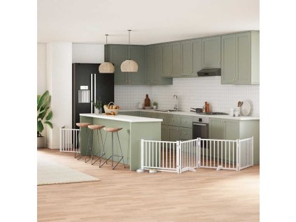 vidaXL Zábrana pro psy s dvířky skládací 10 panelů bílá 800 cm topol