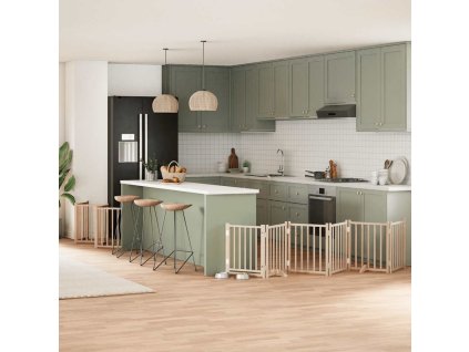 vidaXL Zábrana pro psy s dvířky skládací 15 panelů 750 cm topol