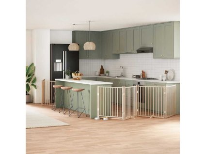 vidaXL Zábrana pro psy s dvířky skládací 8 panelů 640 cm topol