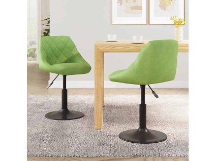 vidaXL Otočné jídelní židle 2 ks světle zelené samet