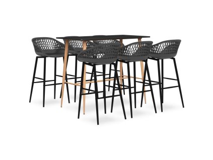 vidaXL 7dílný barový set černo-šedý