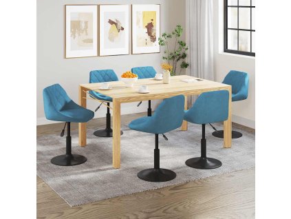 vidaXL Otočné jídelní židle 6 ks modré samet