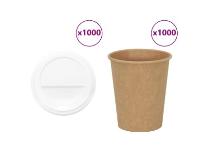 vidaXL Papírové kelímky na kávu s víčky 1000 pcs 8oz 200ml