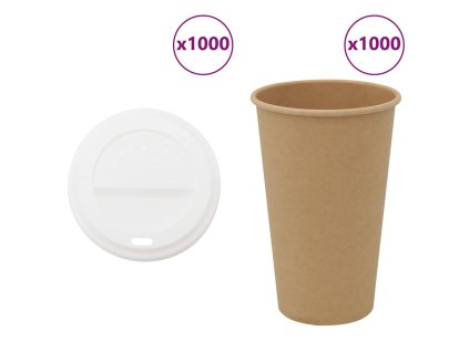 vidaXL Papírové kelímky na kávu s víčky 1000 pcs 16oz 400ml