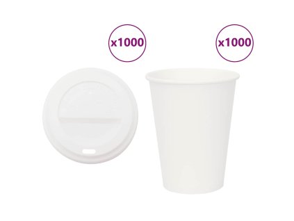 vidaXL Papírové kelímky na kávu s víčky 1000 pcs 12oz 300ml