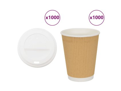 vidaXL Papírové kelímky na kávu s víčky 1000 pcs 16oz 400ml