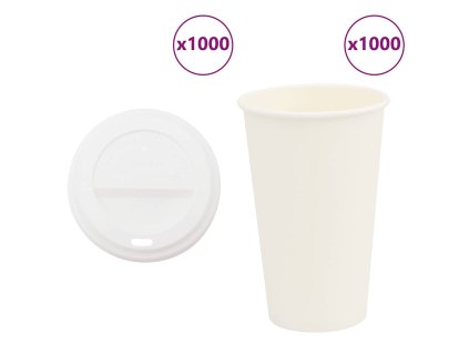 vidaXL Papírové kelímky na kávu s víčky 1000 pcs 16oz 400ml