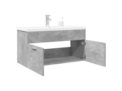 vidaXL Koupelnová skříňka se zápustným umyvadlem betonově šedá