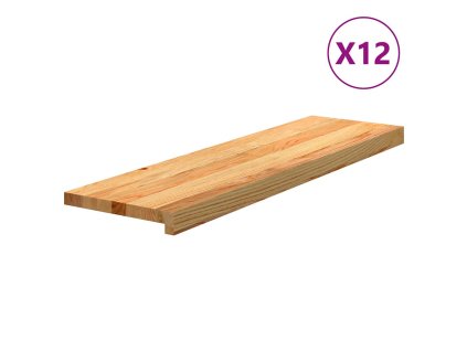 vidaXL Nášlapy na schody 12 ks světle hnědé 90x25x2 cm masivní dub
